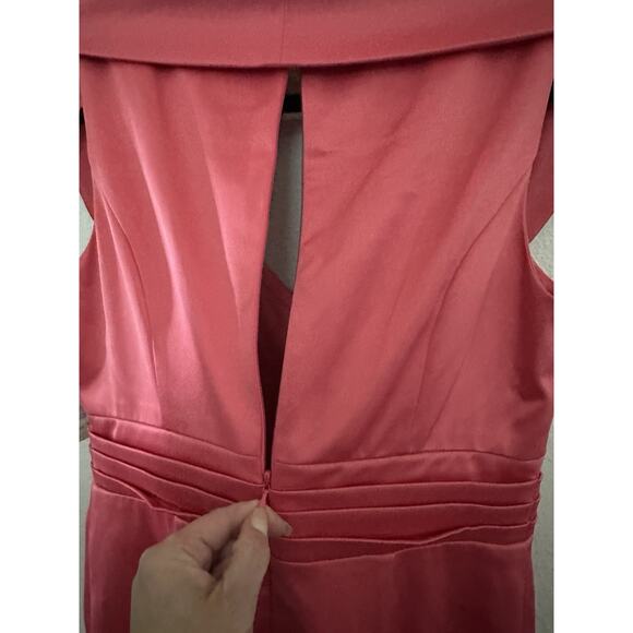 ELIZA J CORAL SATIN SHEATH MIDI DRESS Size 10 - Picture 7 of 7